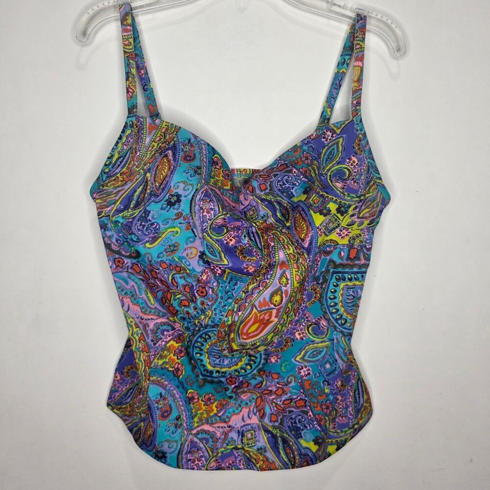 Victorias Secret VS blue multicolor paisley tankini swim tankini tank - 34C 34 C